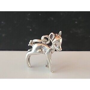925 Sterling Silver Vintage Deer Charm Pendant